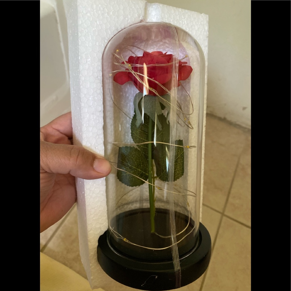 Beauty & the Beast red rose centerpiece w/battery operated lights-23 available